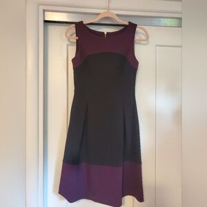 Tommy Hilfiger Black and Purple plum Colorblock Work Dress Size 2